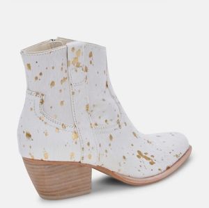 Dolce Vita Silma Bootie - White Calf Hair with Gold - Size 8
